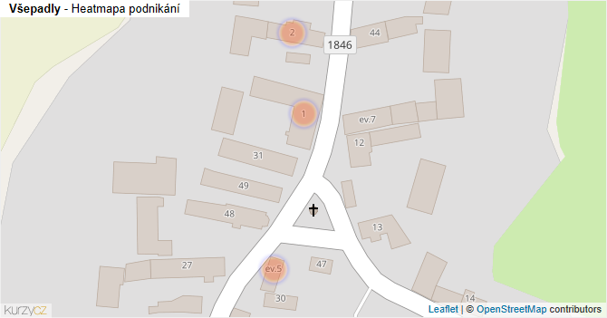 Všepadly - mapa podnikání