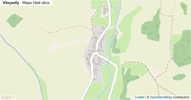 Všepadly - mapa části obce