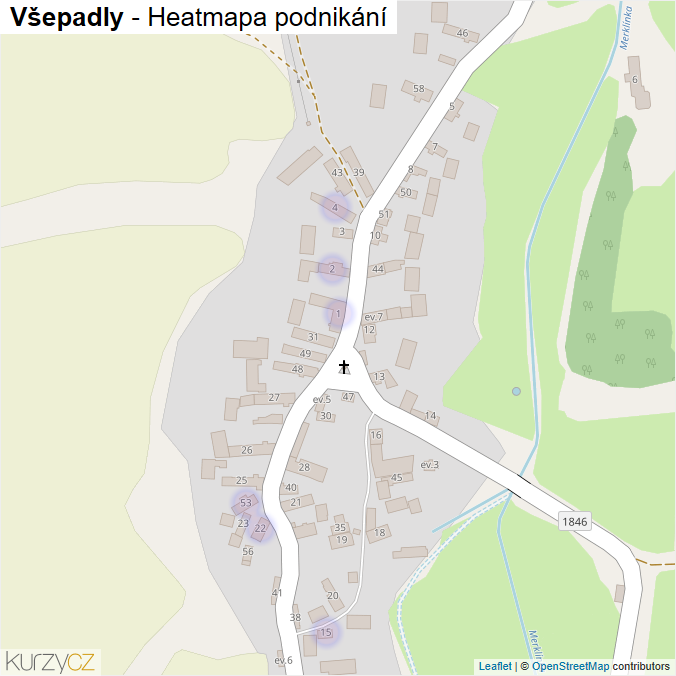 Mapa Všepadly - Firmy v části obce.
