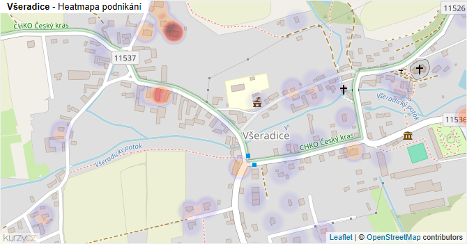Všeradice - mapa podnikání