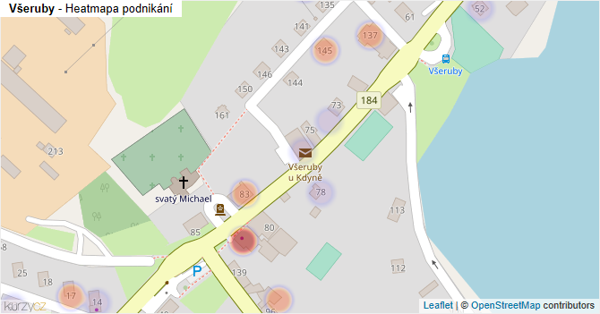 Všeruby - mapa podnikání