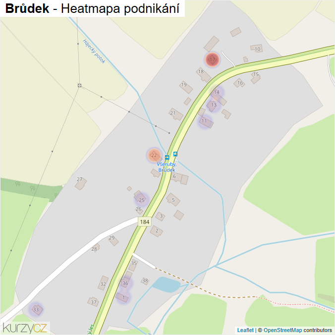 Mapa Brůdek - Firmy v části obce.