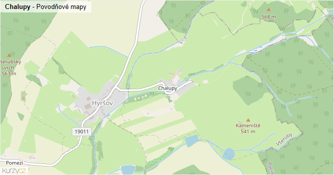 Chalupy - záplavové mapy stoleté vody