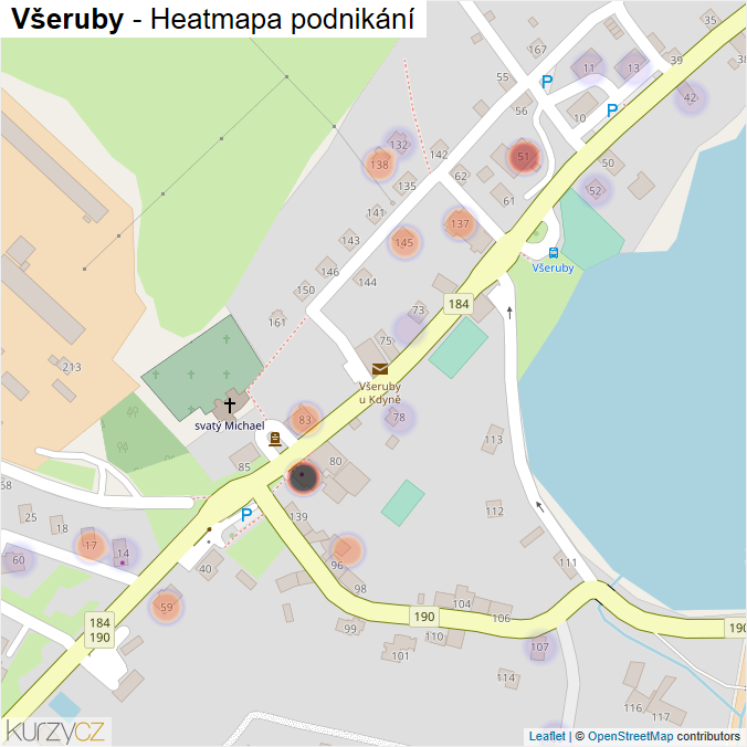 Mapa Všeruby - Firmy v části obce.