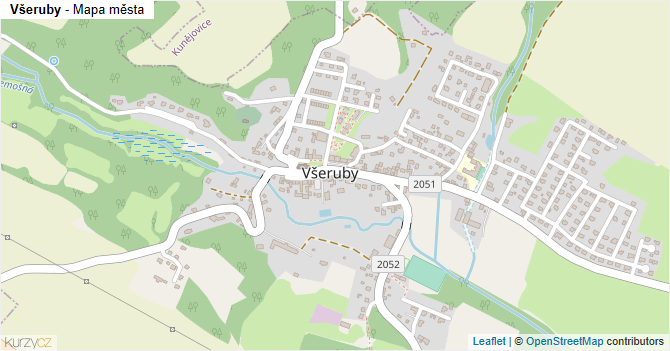 Všeruby - mapa města