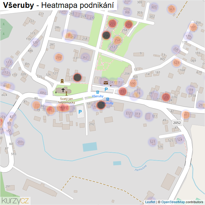 Mapa Všeruby - Firmy v části obce.