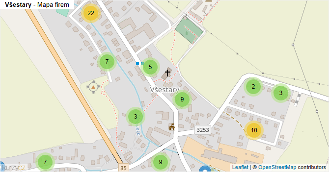 Všestary - mapa firem