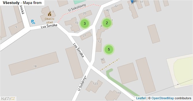 Všestudy - mapa firem