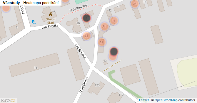 Všestudy - mapa podnikání