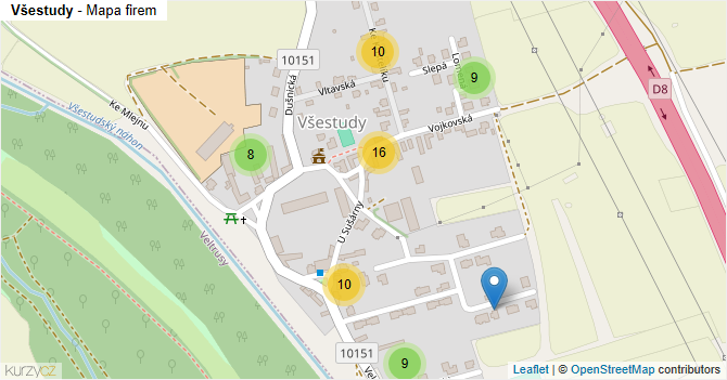 Všestudy - mapa firem
