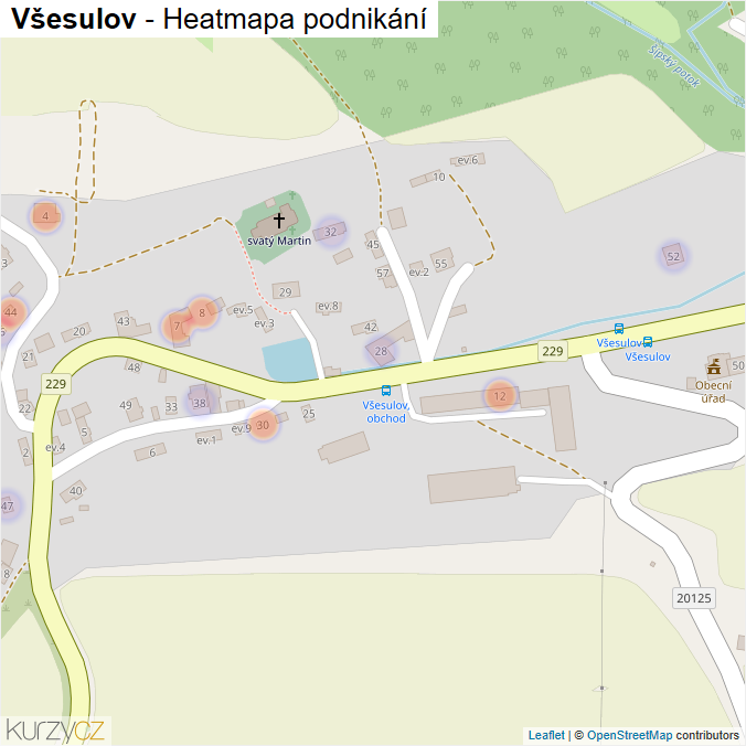 Mapa Všesulov - Firmy v části obce.