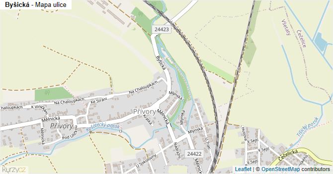 Byšická - mapa ulice