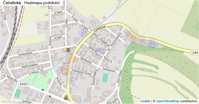 Čečelická - mapa podnikání