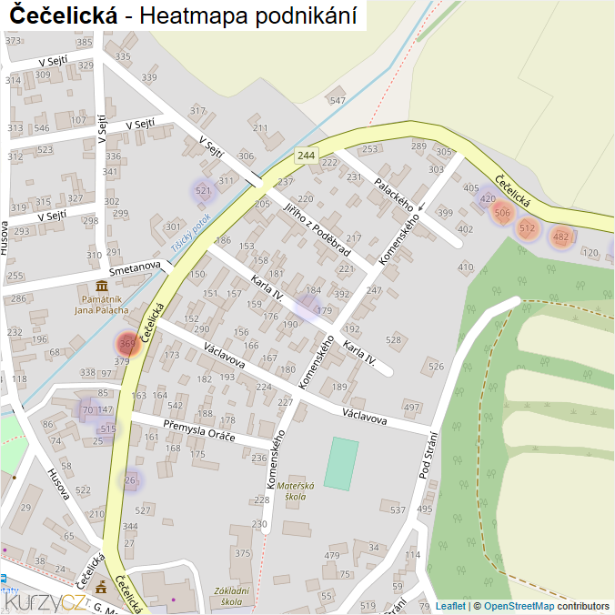 Mapa Čečelická - Firmy v ulici.