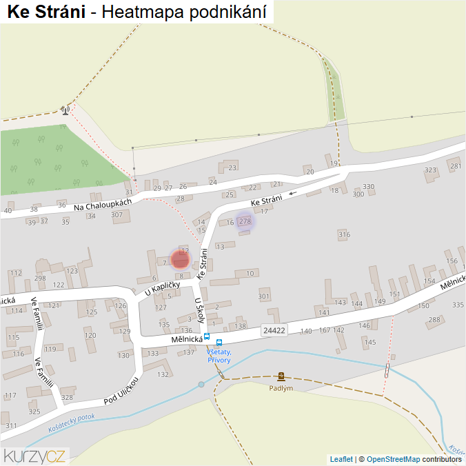 Mapa Ke Stráni - Firmy v ulici.