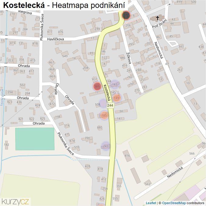 Mapa Kostelecká - Firmy v ulici.