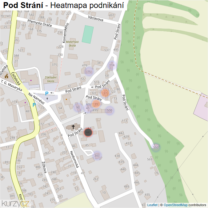 Mapa Pod Strání - Firmy v ulici.