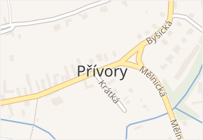 Přívory v obci Všetaty - mapa části obce