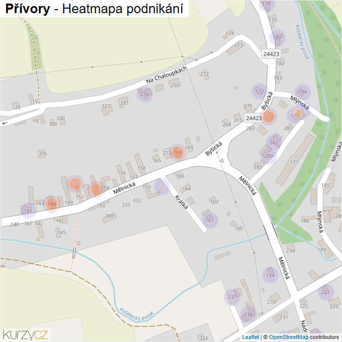 Mapa Přívory - Firmy v části obce.