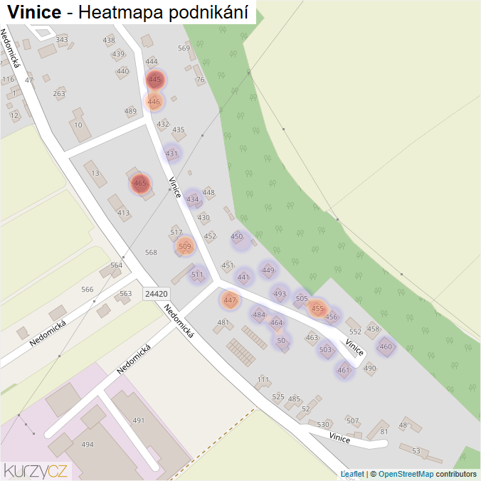 Mapa Vinice - Firmy v ulici.