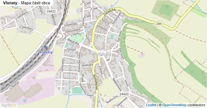 Všetaty - mapa části obce