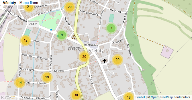 Všetaty - mapa firem