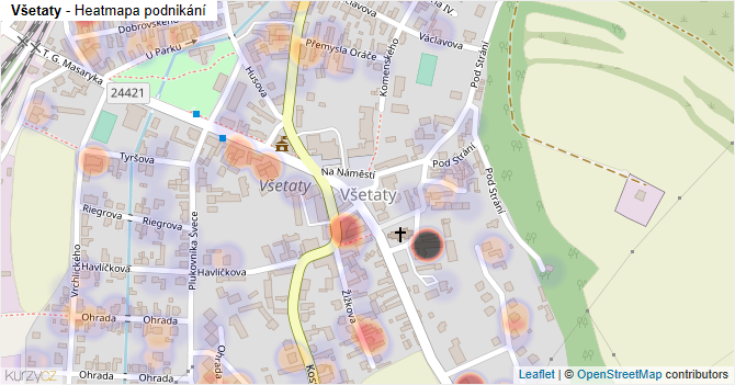Všetaty - mapa podnikání