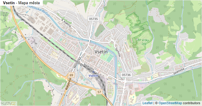 Vsetín - mapa města