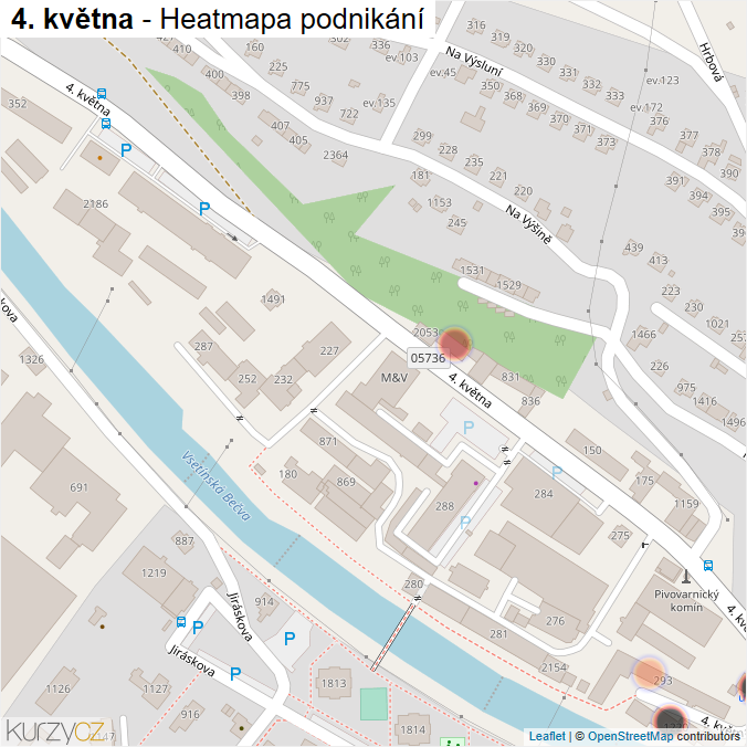 Mapa 4. května - Firmy v ulici.