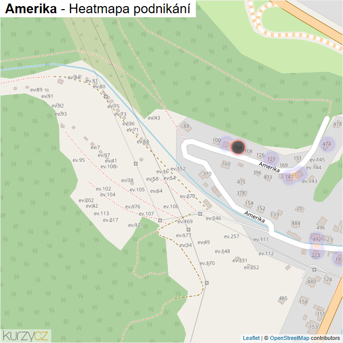 Mapa Amerika - Firmy v ulici.