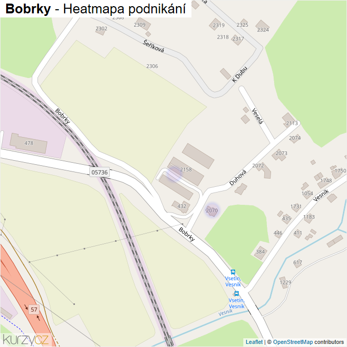 Mapa Bobrky - Firmy v ulici.