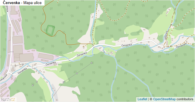 Červenka - mapa ulice