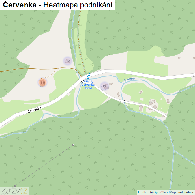 Mapa Červenka - Firmy v ulici.