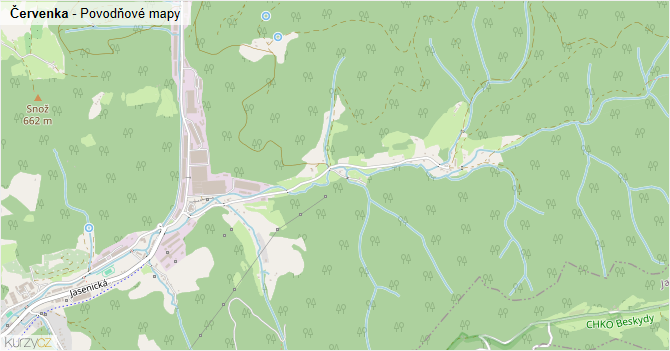 Červenka - záplavové mapy stoleté vody