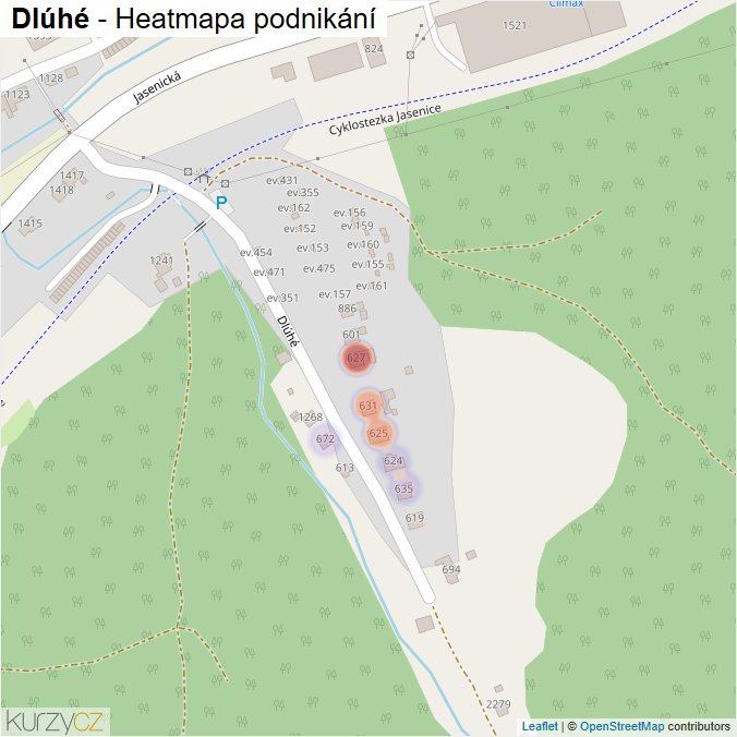 Mapa Dlúhé - Firmy v ulici.