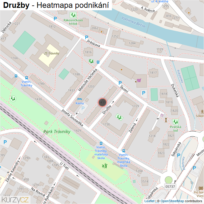 Mapa Družby - Firmy v ulici.