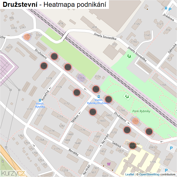 Mapa Družstevní - Firmy v ulici.