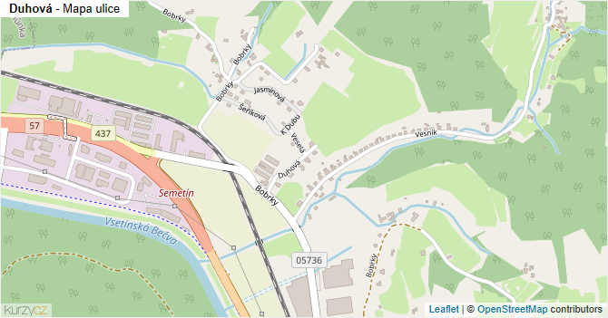 Duhová - mapa ulice
