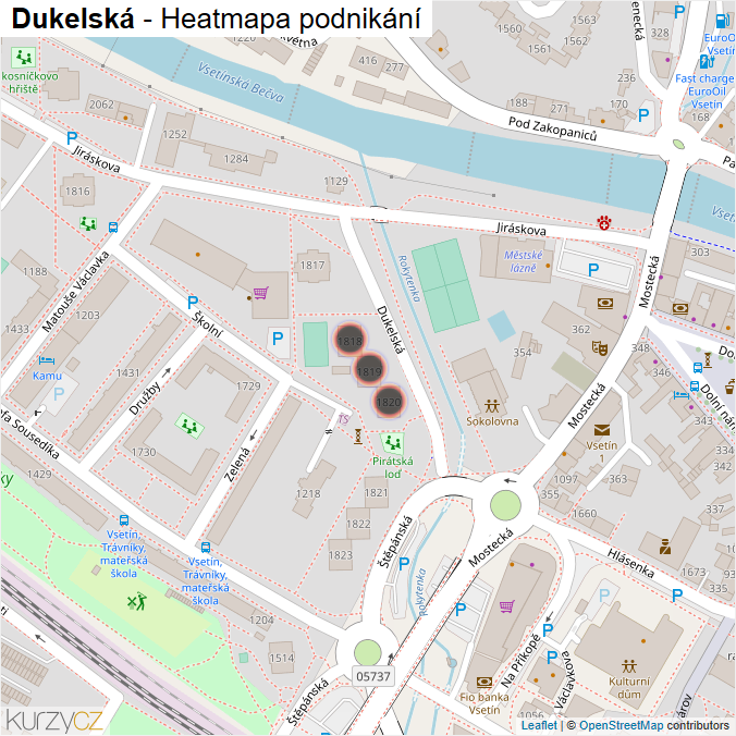 Mapa Dukelská - Firmy v ulici.