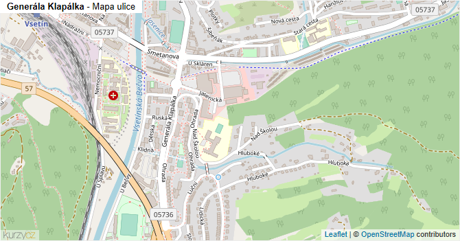 Generála Klapálka - mapa ulice