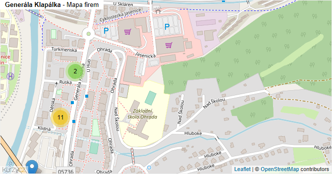 Generála Klapálka - mapa firem