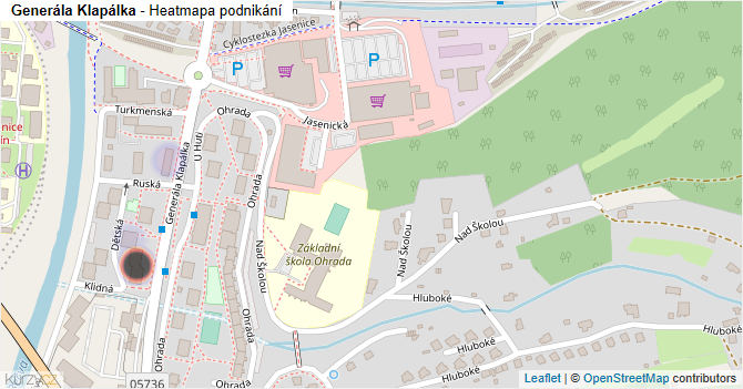 Generála Klapálka - mapa podnikání