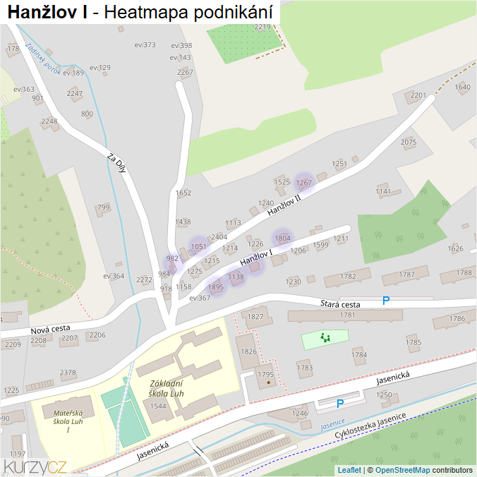Mapa Hanžlov I - Firmy v ulici.