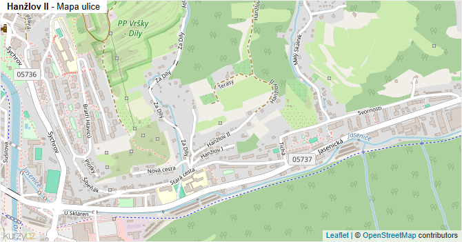 Hanžlov II - mapa ulice