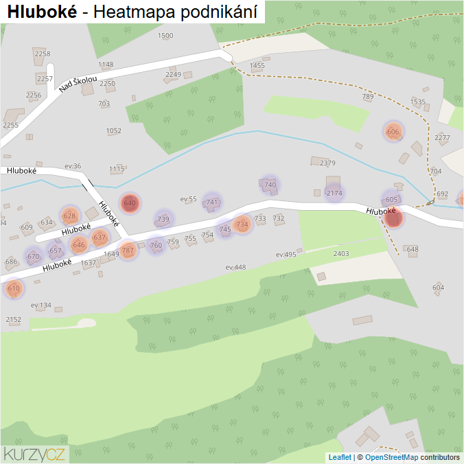 Mapa Hluboké - Firmy v ulici.