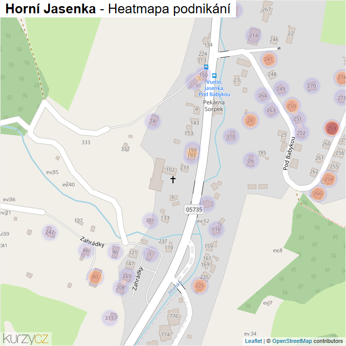 Mapa Horní Jasenka - Firmy v části obce.