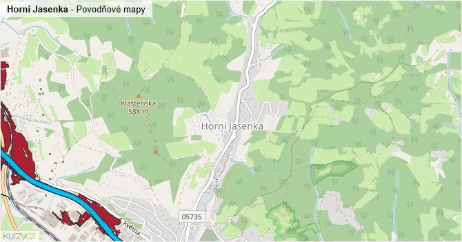 Horní Jasenka - záplavové mapy stoleté vody
