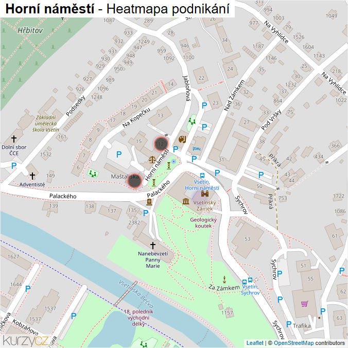 Mapa Horní náměstí - Firmy v ulici.