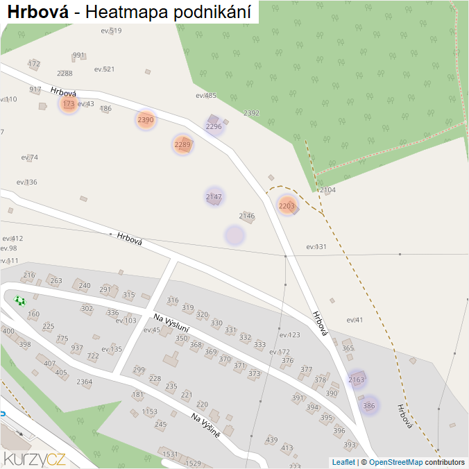 Mapa Hrbová - Firmy v ulici.