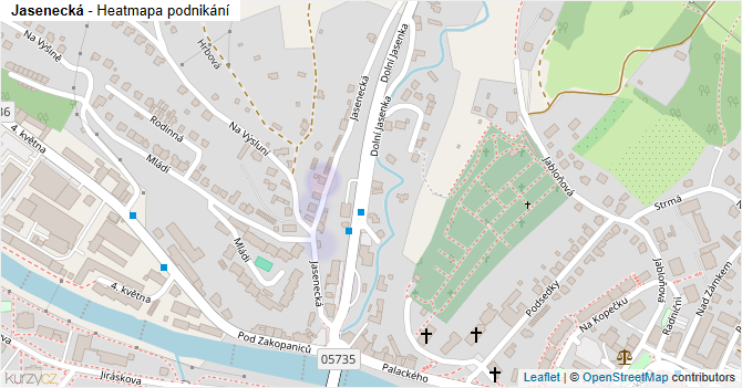 Jasenecká - mapa podnikání